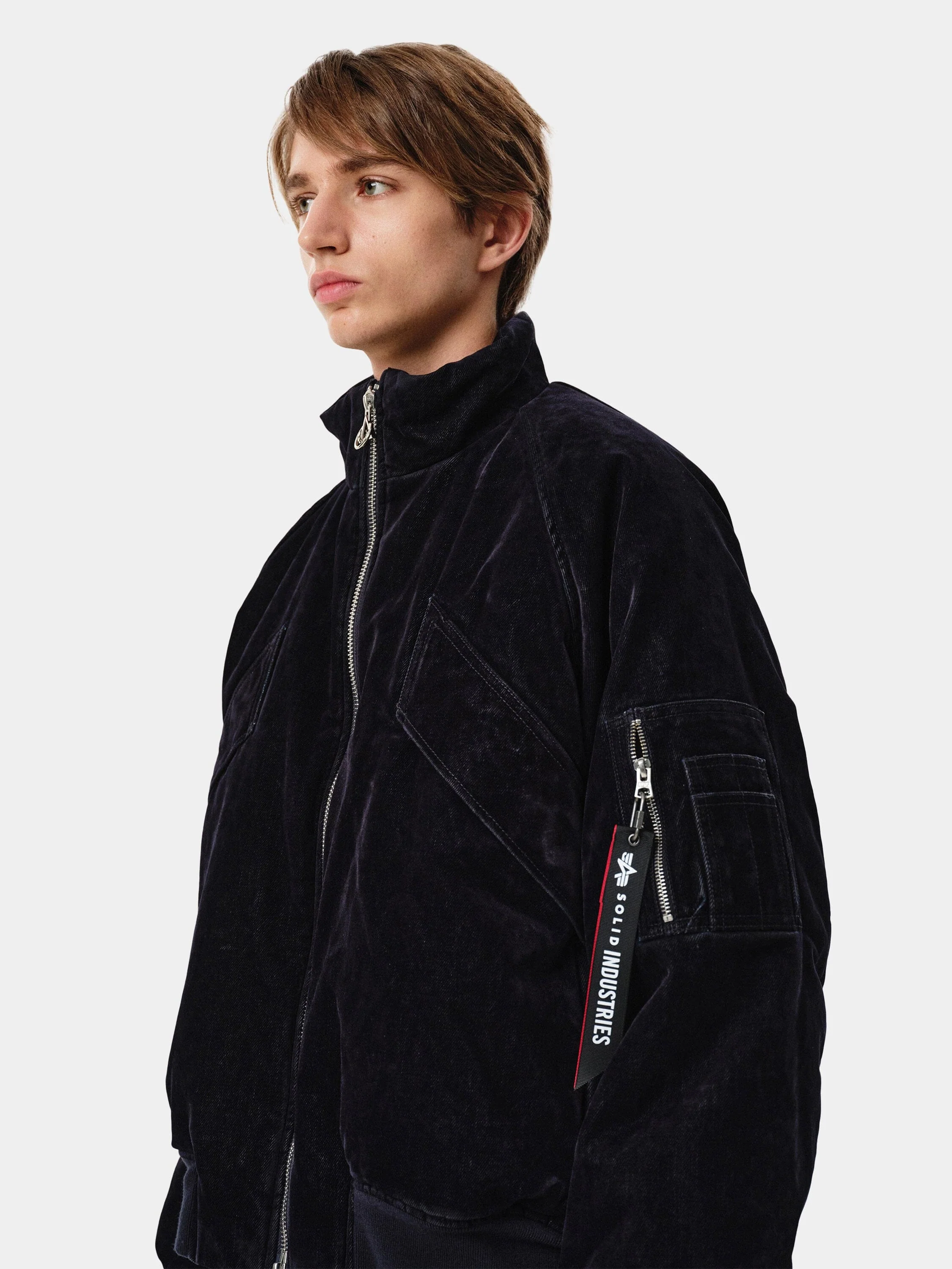 SOLID HOMME X ALPHA VELVET DENIM MA-1 JACKET - Image 7