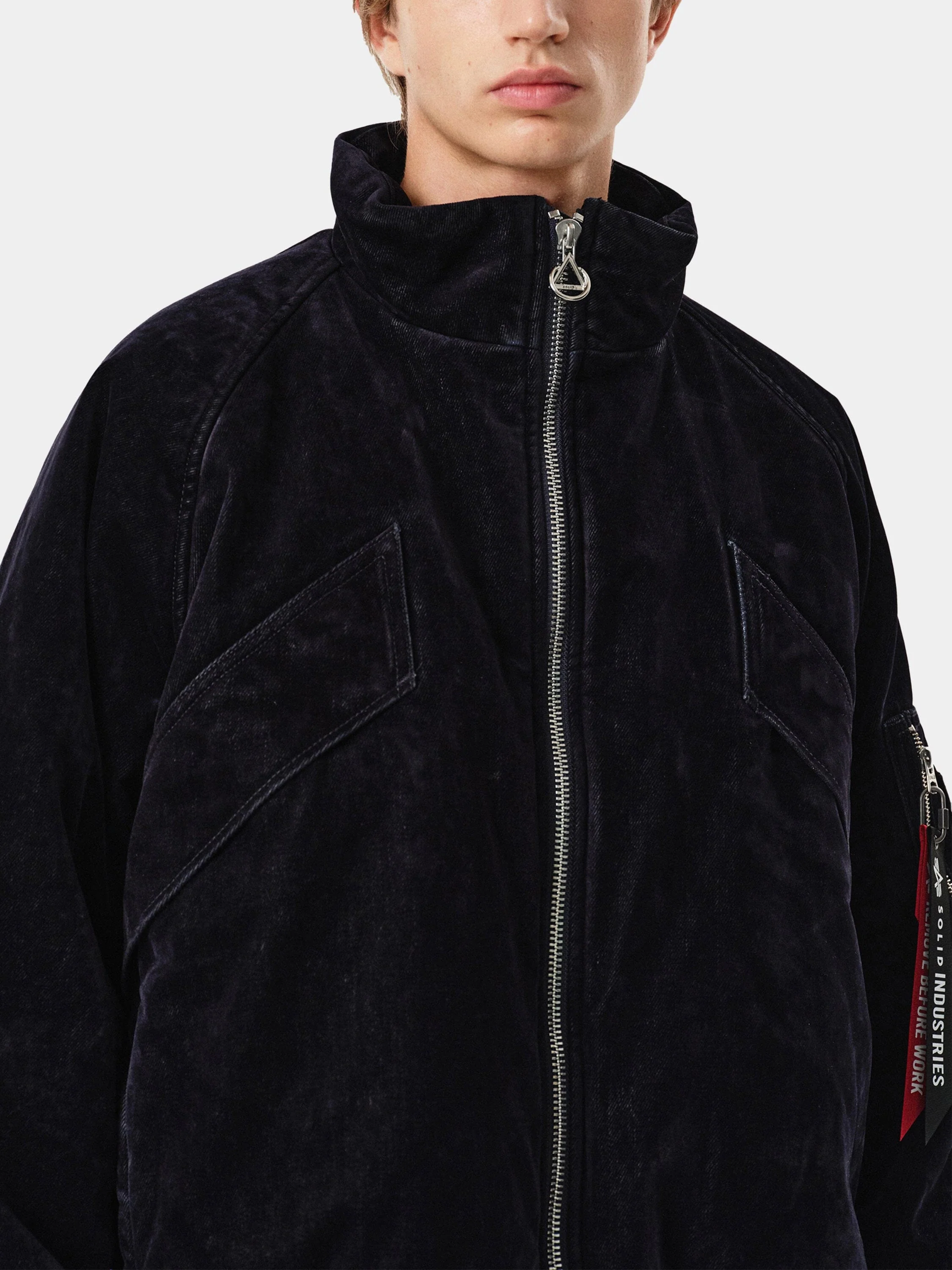 SOLID HOMME X ALPHA VELVET DENIM MA-1 JACKET - Image 9