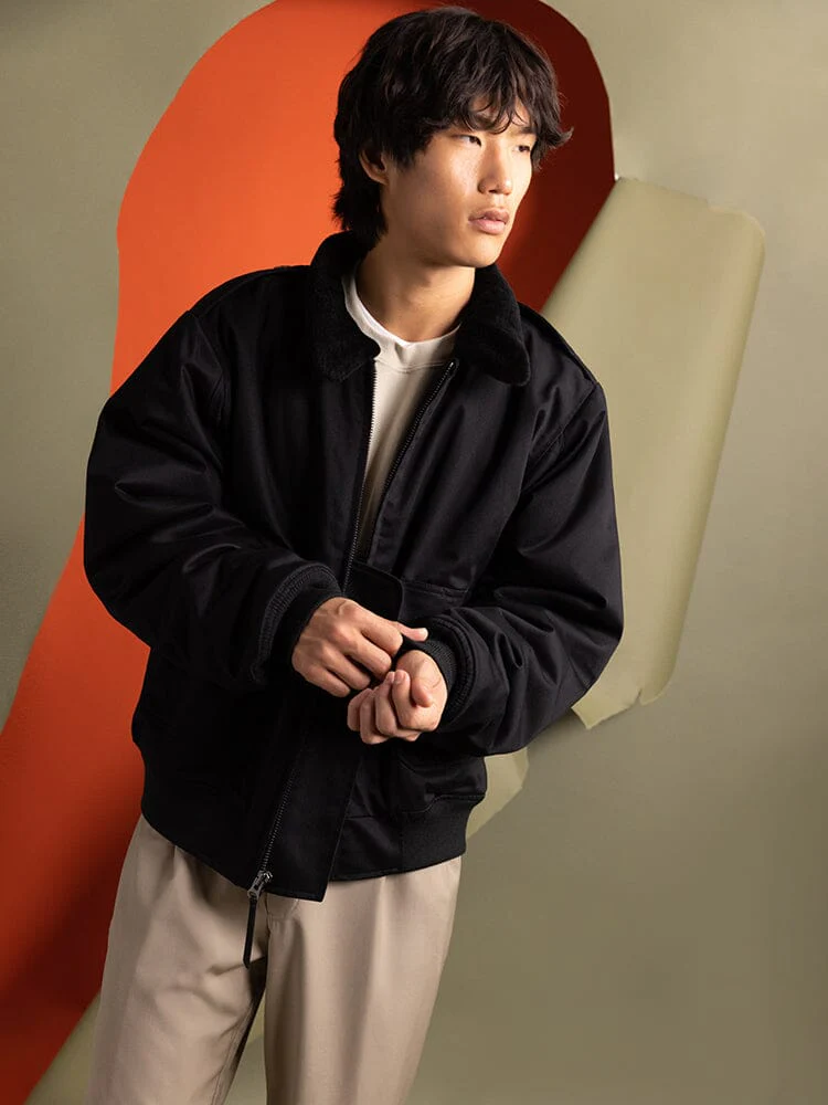 1940S B-10 BOMBER JACKET (BLACK) - Image 4