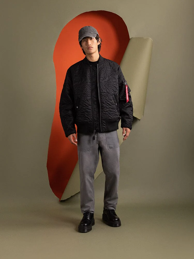 CAMO QUILTED MA-1 BOMBER JACKET BLACK - Image 4