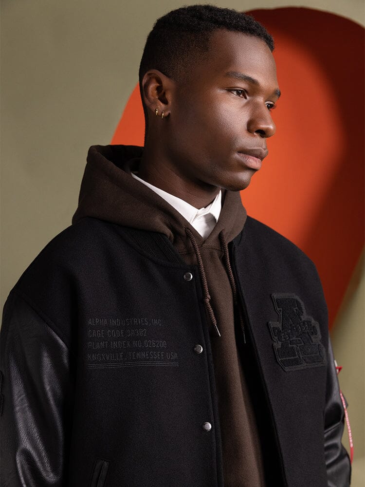 FAUX LEATHER MA-1 VARSITY BOMBER JACKET - Image 3