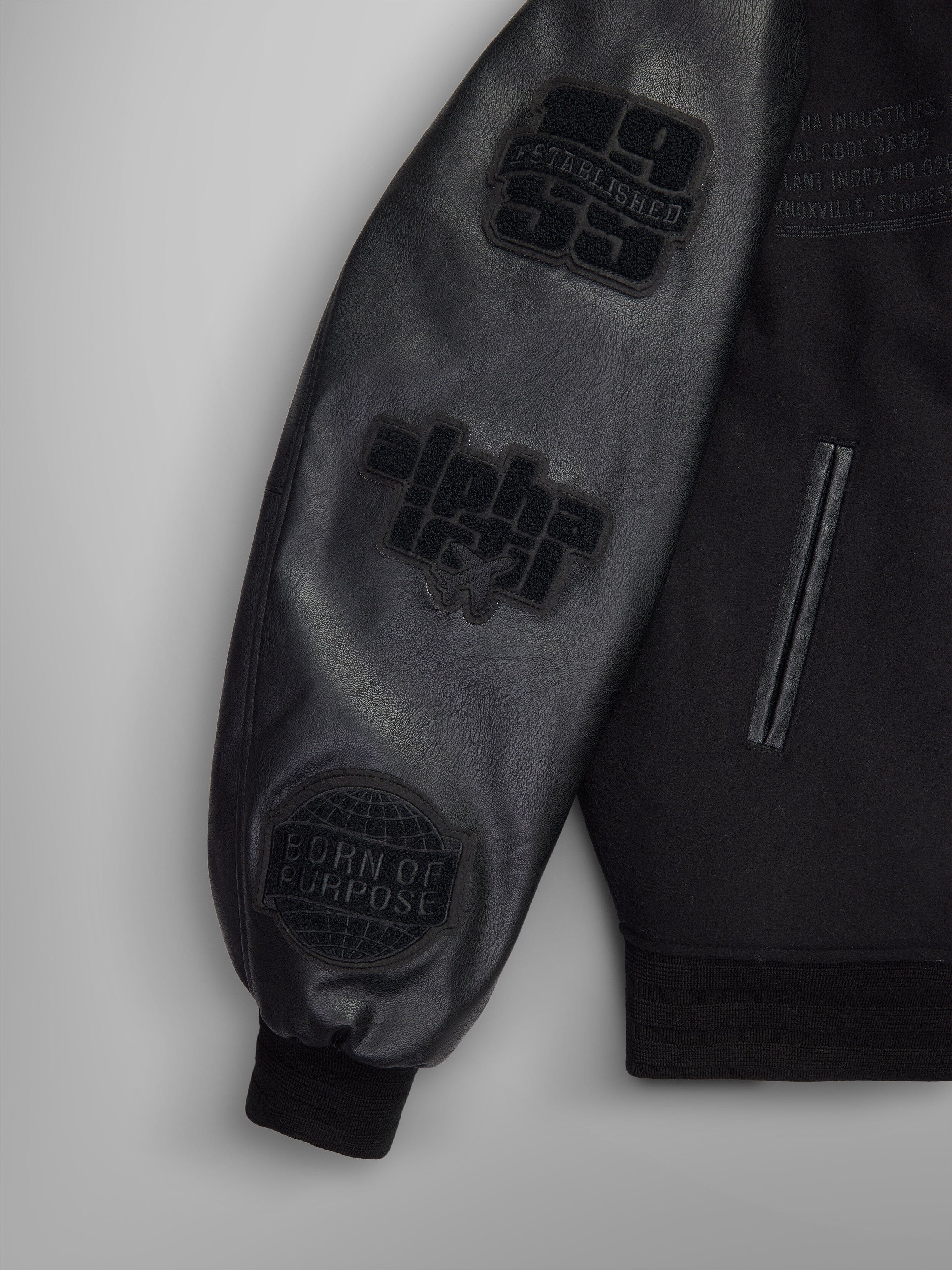 FAUX LEATHER MA-1 VARSITY BOMBER JACKET - Image 8