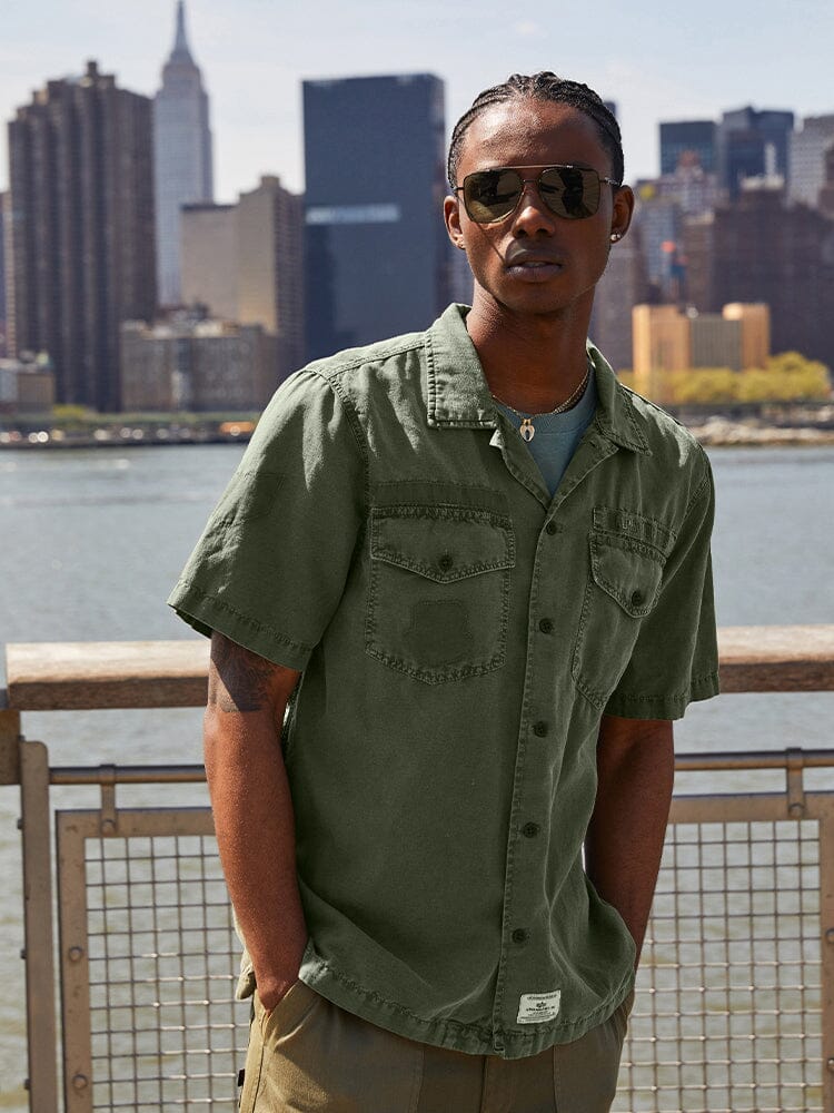 SHORT SLEEVE WASHED FATIGUE SHIRT JACKET - Image 10